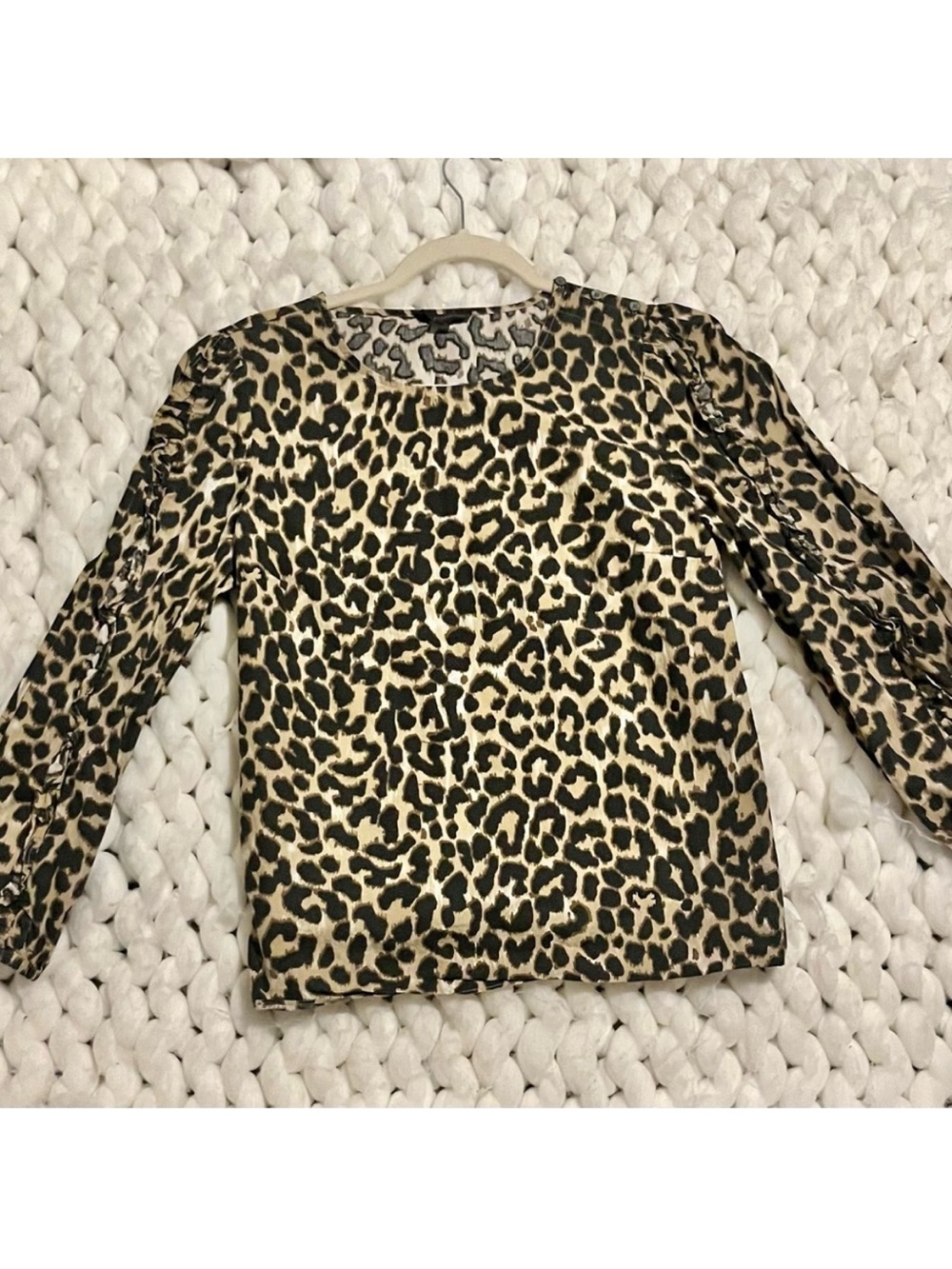 J. Crew Women’s Leopard Print Long Sleeve Top - Beige & Black